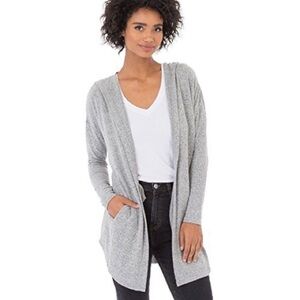 Z Supply Cozy Gray Marled Hoodie Cardigan Sweater